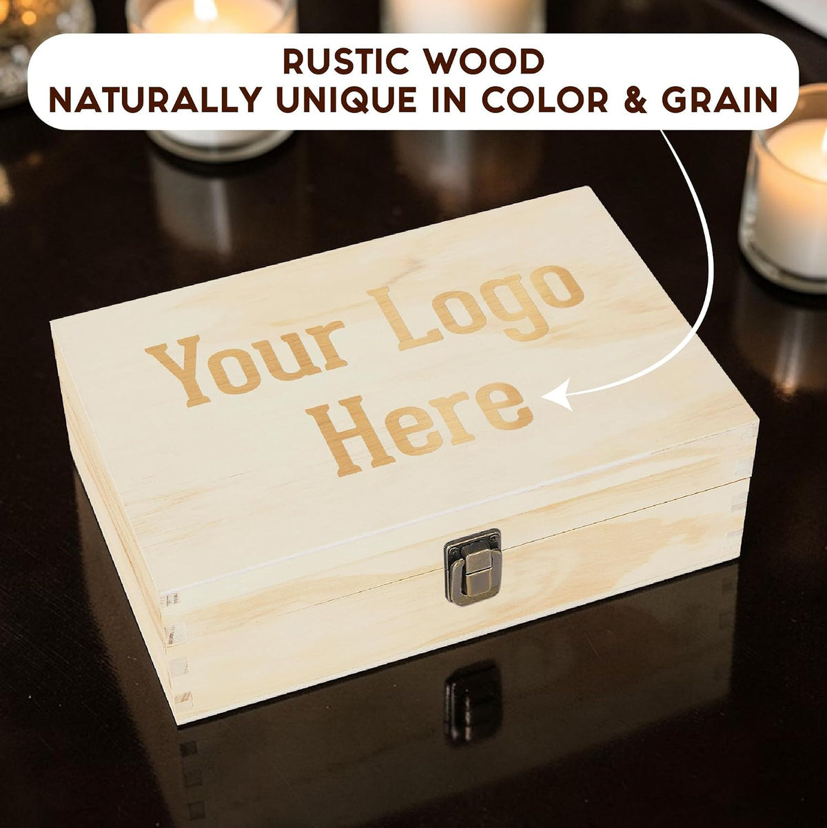 Custom Logo Wooden Keepsake Box, Engraved Memory Chest for Corporate Gifts