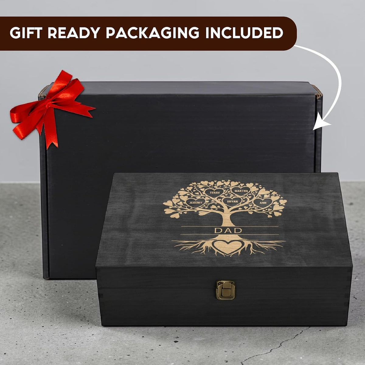 Gifts for Grandpa or Dad, Personalized Family Tree Memory Box, Father's Day