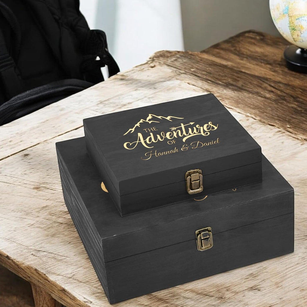 Personalized Adventure Memory Box, Engraved Travel Keepsake for Couples