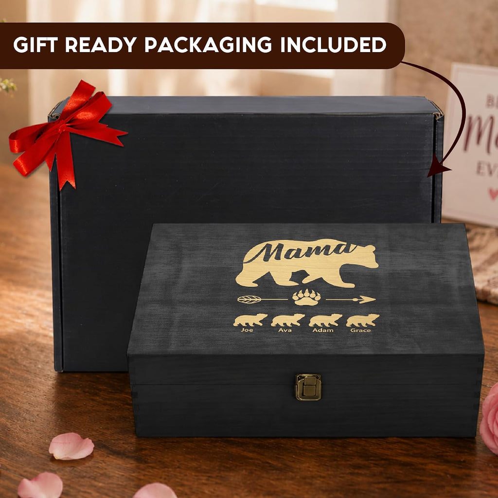Personalized Mama Bear Memory Box, Engraved Gift for Mom or Grandma