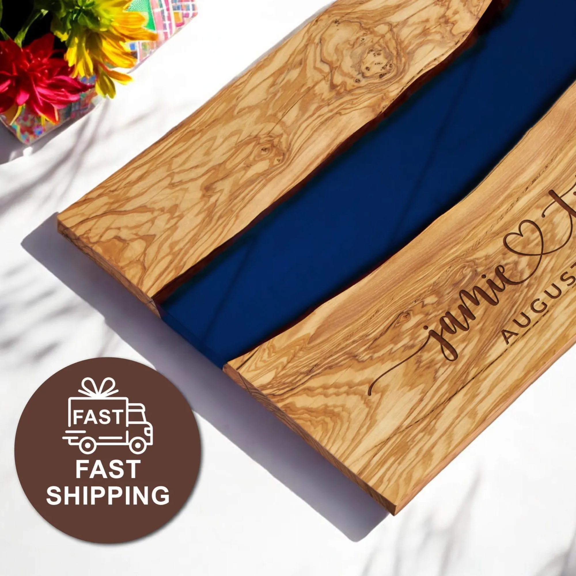 Personalized Olive Wood Resin Serving Board