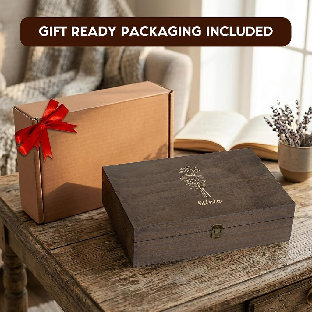 Personalized Birth Flower Memory Box, Birthday Gift for Girls & Teens