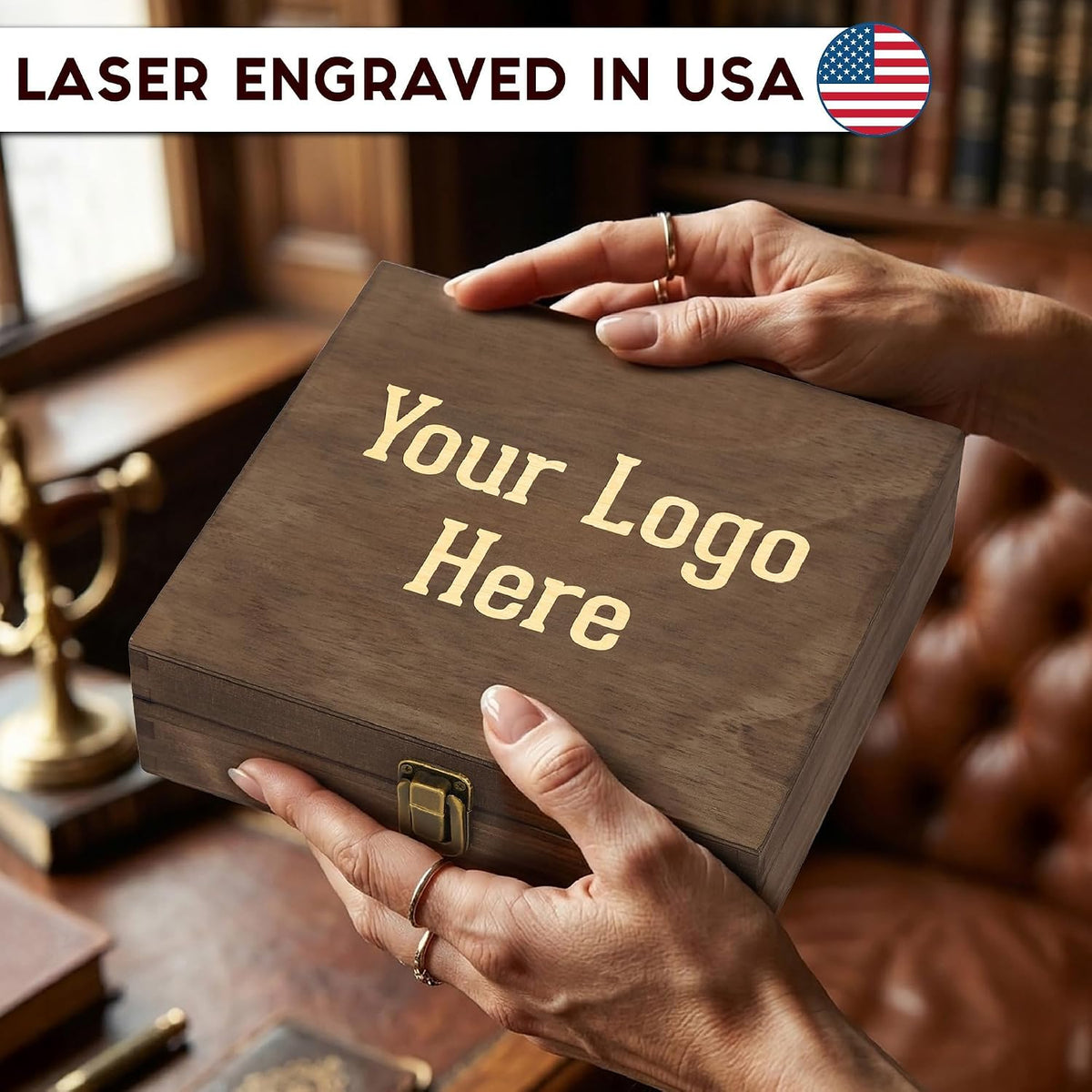 Custom Logo Wooden Keepsake Box, Engraved Memory Chest for Corporate Gifts