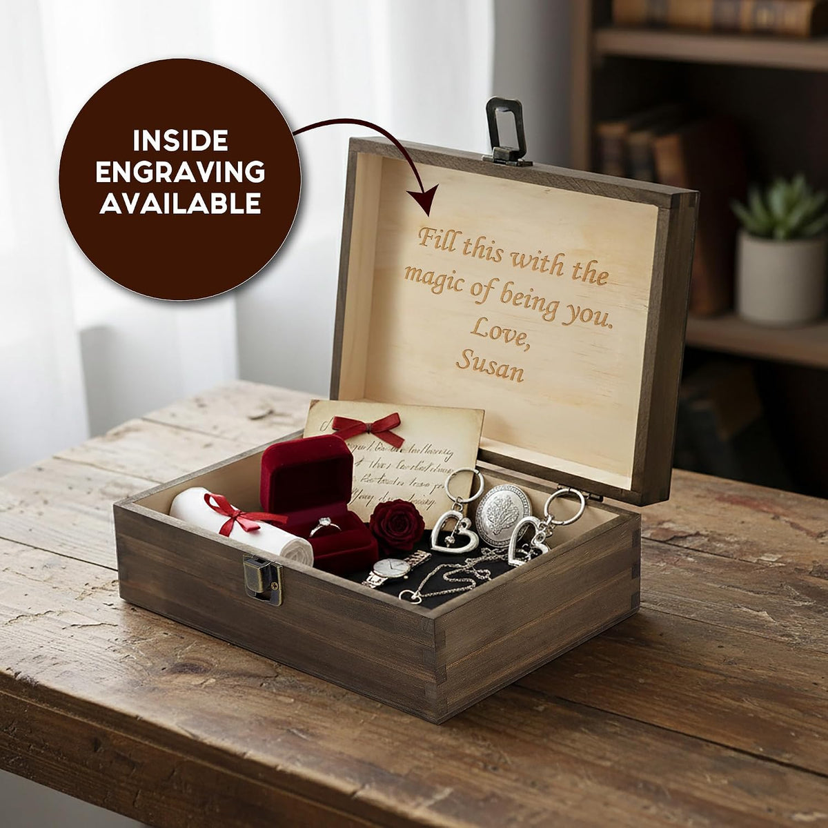 Personalized Monogram Keepsake Box, Engraved Gift for Men & Groomsmen