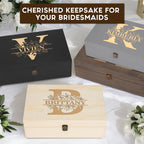 Personalized Floral Monogram Box, Engraved Bridesmaid & Maid of Honor Gift