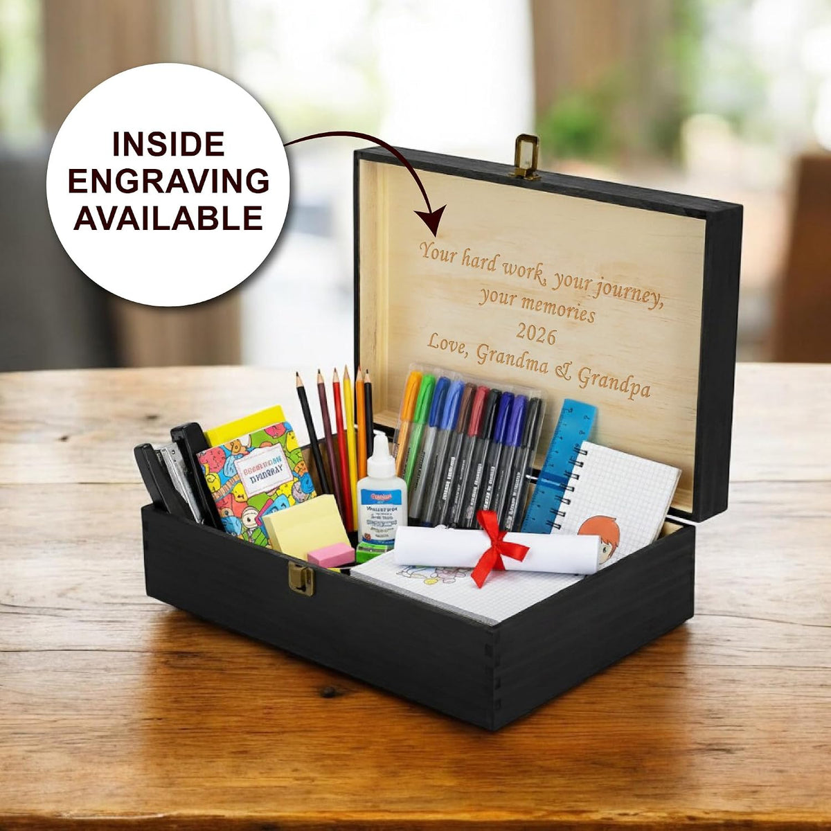 Personalized School Years Memory Box, Engraved Keepsake Chest for Kids