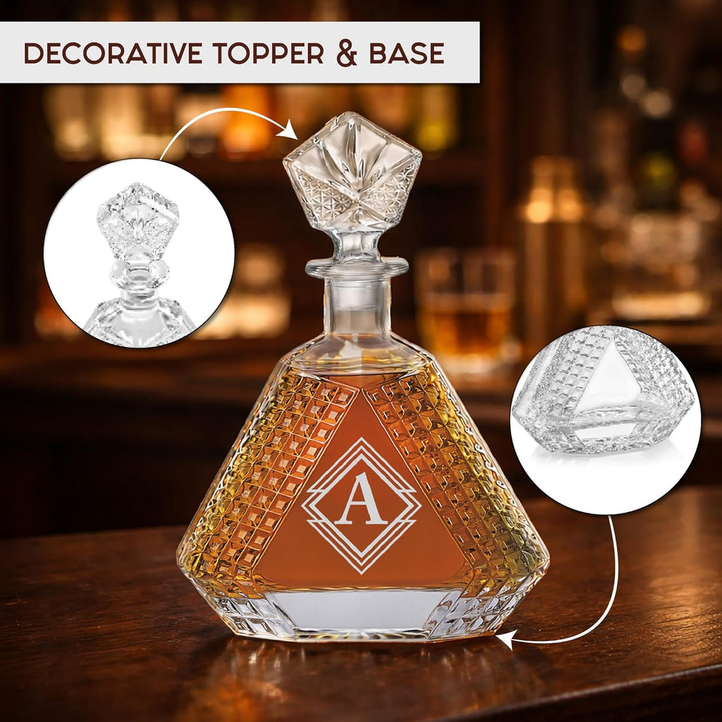 Custom Triangle Decanter & Personalized Whiskey Decanter Set