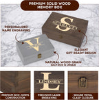 Personalized Monogram Keepsake Box, Engraved Gift for Men & Groomsmen
