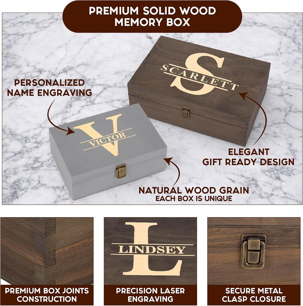 Personalized Monogram Keepsake Box, Engraved Gift for Men & Groomsmen