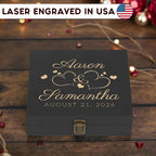 Personalized Anniversary Box, Engraved Wooden Keepsake Box for Couples