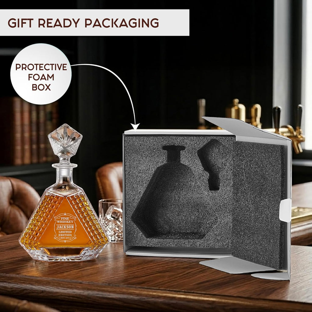 Custom Triangle Decanter & Personalized Whiskey Decanter Set