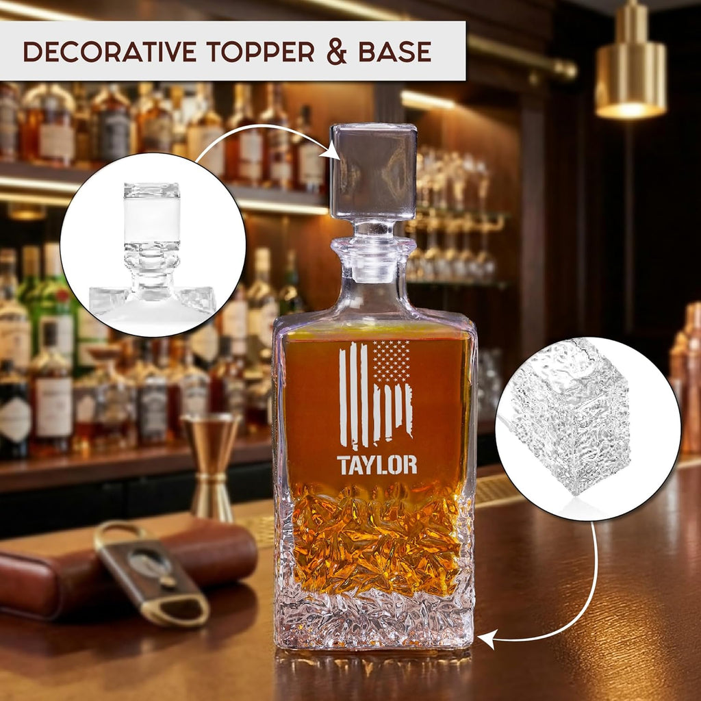 Custom Rectangle Decanter & Personalized Whiskey Decanter Set