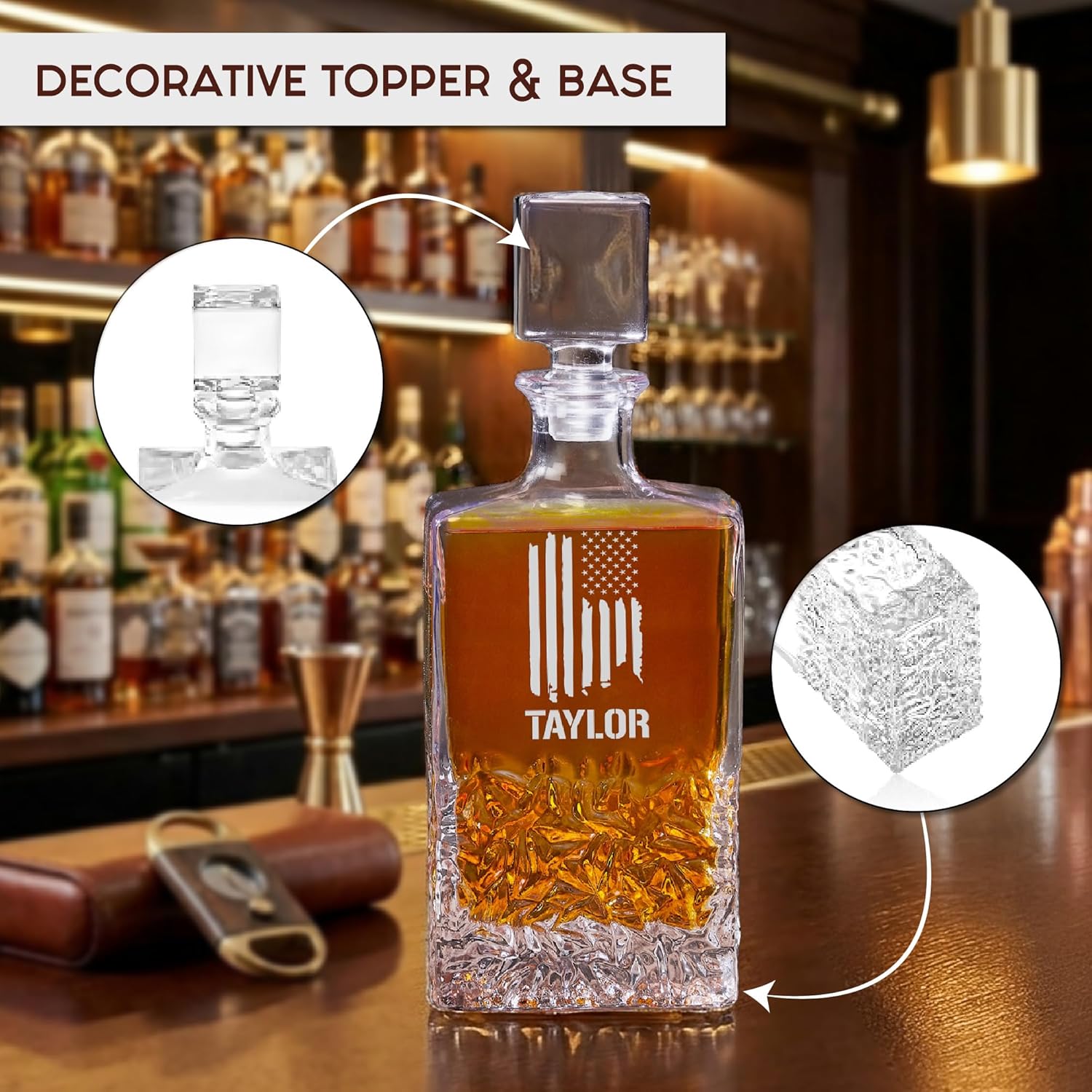 Custom Rectangle Decanter & Personalized Whiskey Decanter Set