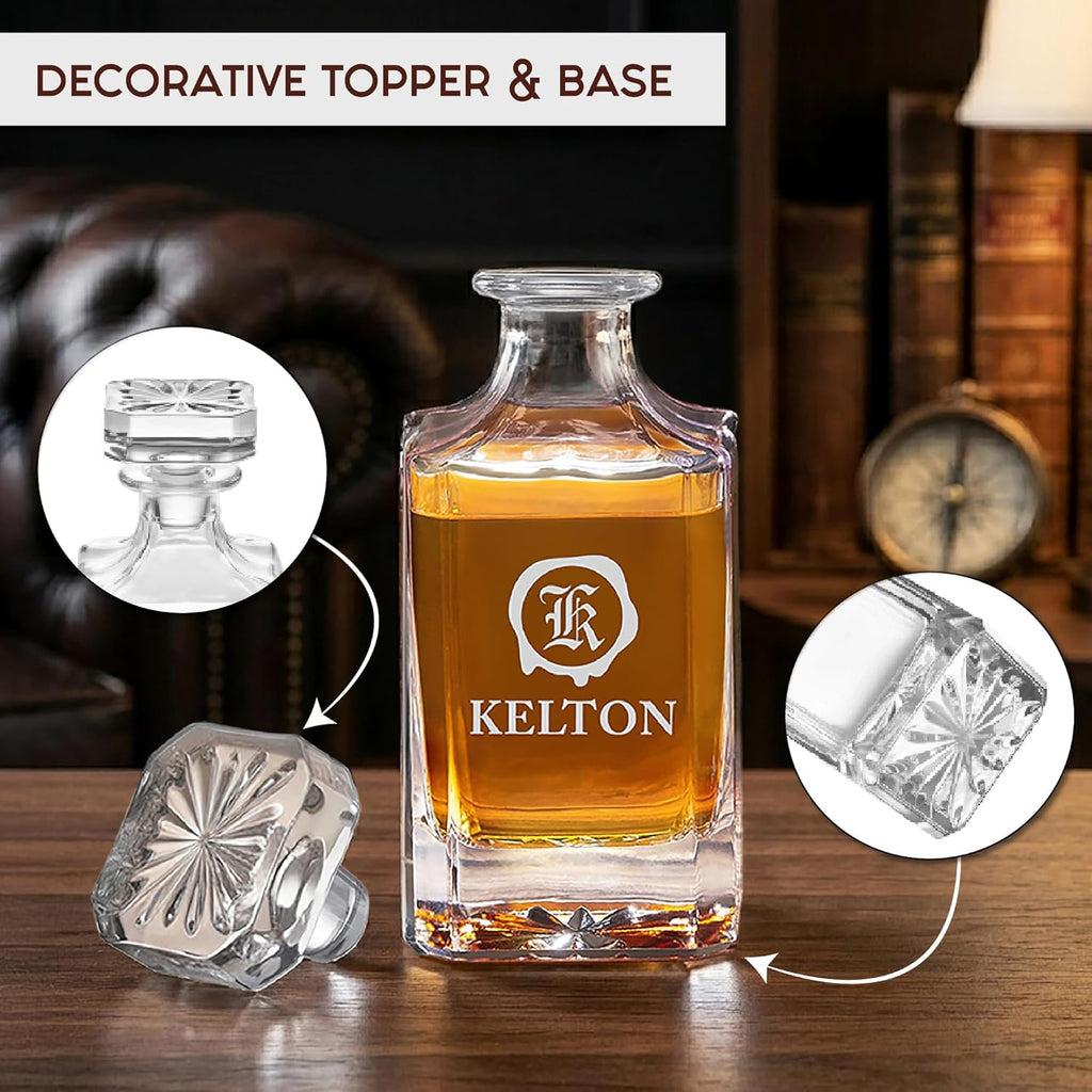 Custom Square Decanter & Personalized Whiskey Decanter Set