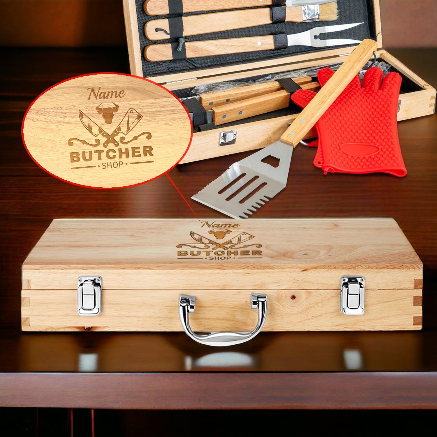 Custom BBQ Grill Set, Personalized Grilling Tool Set, Men's BBQ Gift, Father's Day Grill Gift, Laser Engraved Barbecue Tools, BBQ Tool Case #FatherDayGift #BBQToolSet #GiftForHim #Christmas -ADD PERSONALIZATION IN THE NOTES to the seller when you checkout