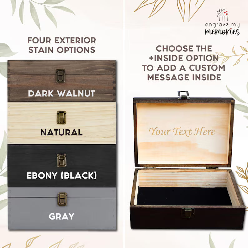 Personalized Wooden Memory Box – Custom Engraved Keepsake Storage Chest