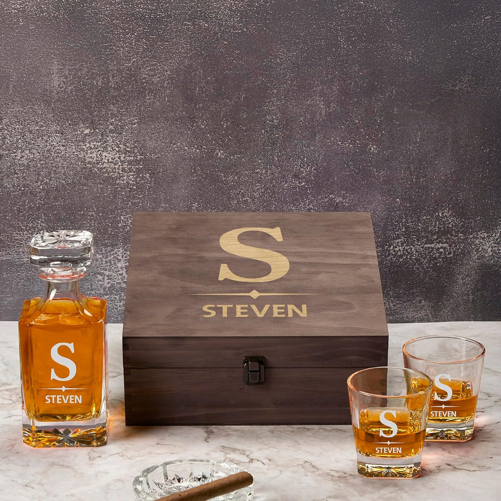 Custom Square Decanter & Personalized Whiskey Decanter Set