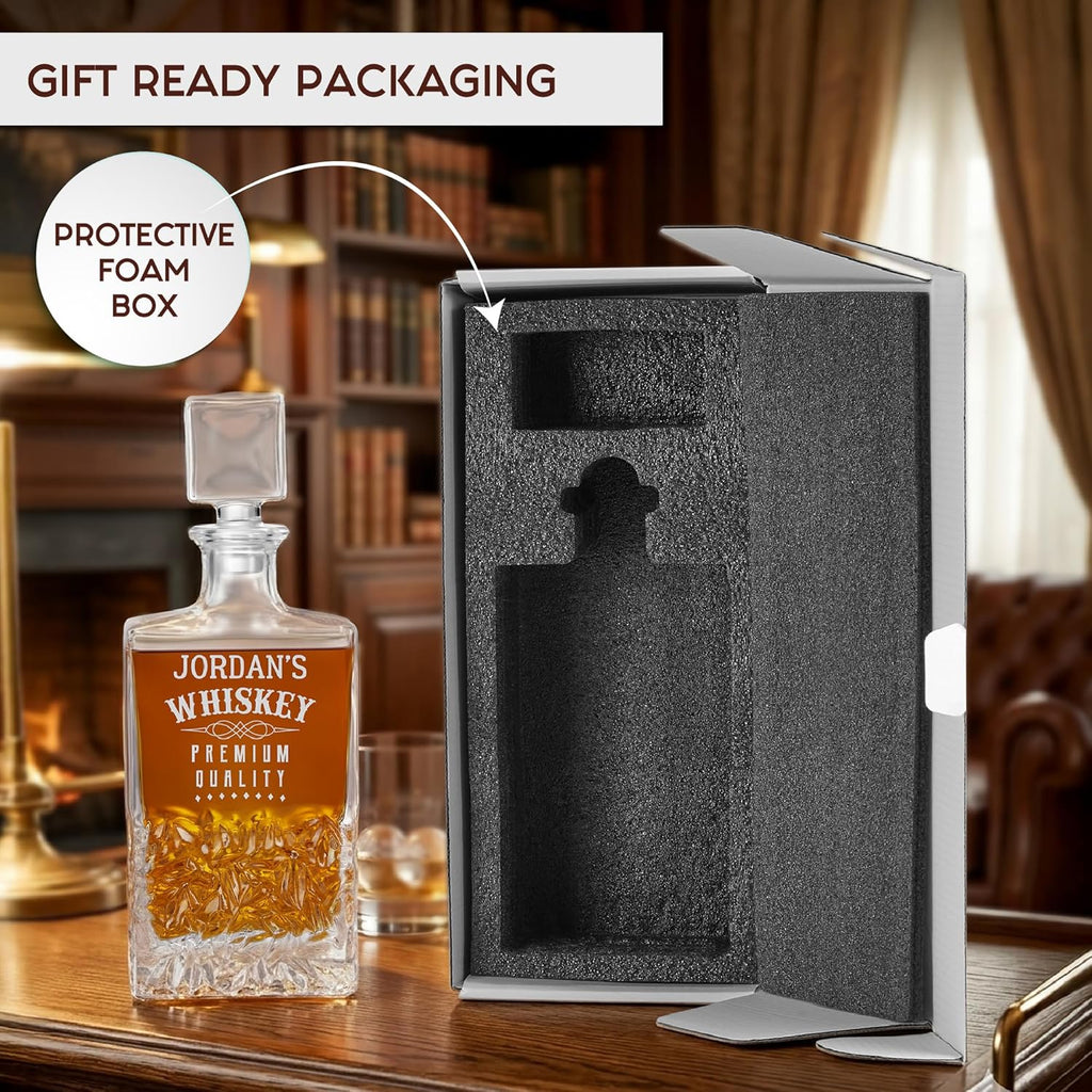Custom Rectangle Decanter & Personalized Whiskey Decanter Set