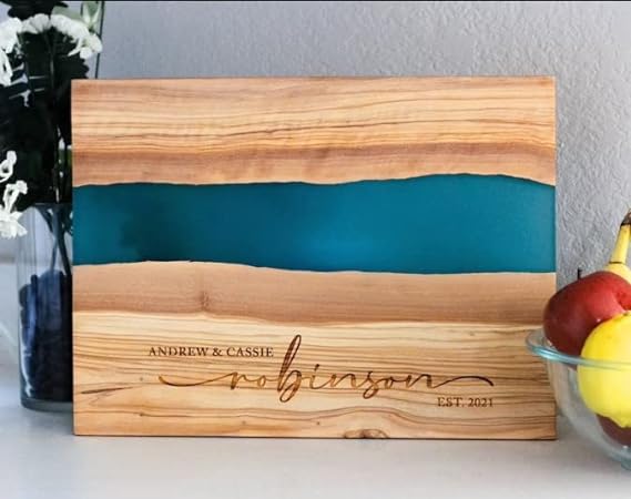 Personalized Charcuterie & Cheese Board Set, Live Edge Resin Serving Tray, Custom Wood Chopping Board, Marble Serving Plank, Wedding, Housewarming, New Home, Anniversary, Engagement Gift Idea #CharcuterieBoard #CustomGift- ADD PERSONALIZATION IN THE NOTES