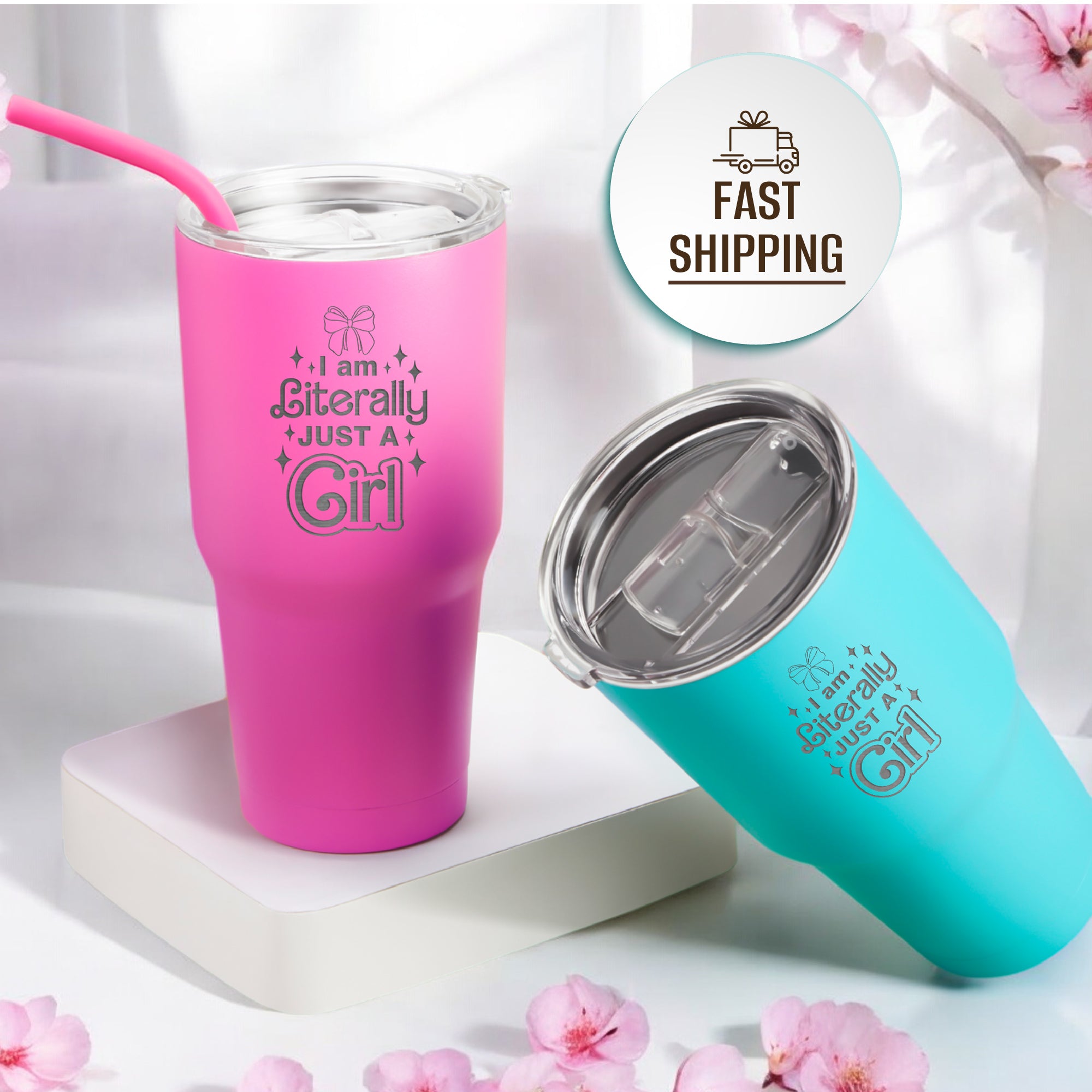 Personalized 'I'm Literally Just a Girl' 30 oz Custom Tumbler: Laser Engraved, Powder Coated Stainless Steel, Lead-Free, Reusable - The Perfect Funny and Cute Gift for Her, Ideal for Girlfriend or Best Friend. #Personalized Gift #GirlPower #FriendshipDay