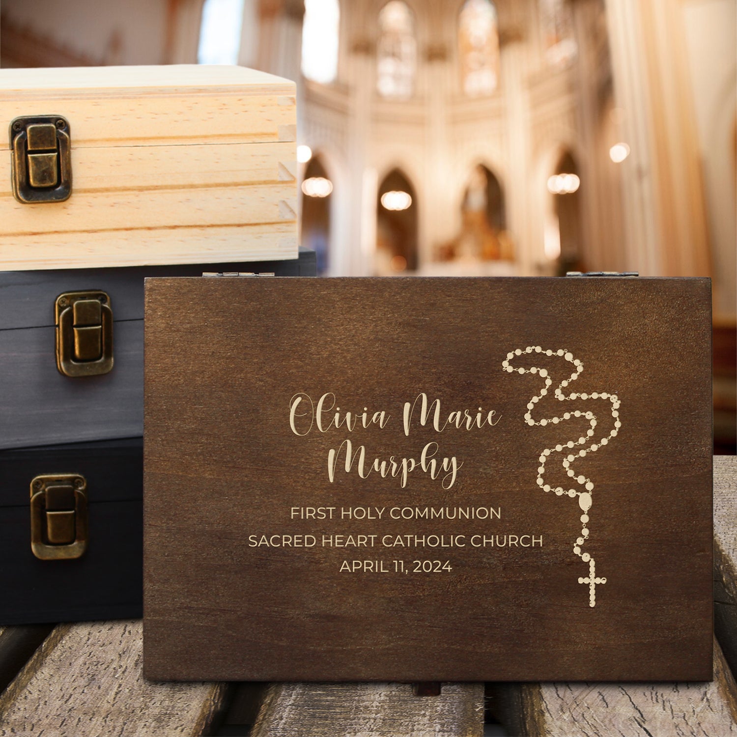 Wood Memory Boxes For Baptism