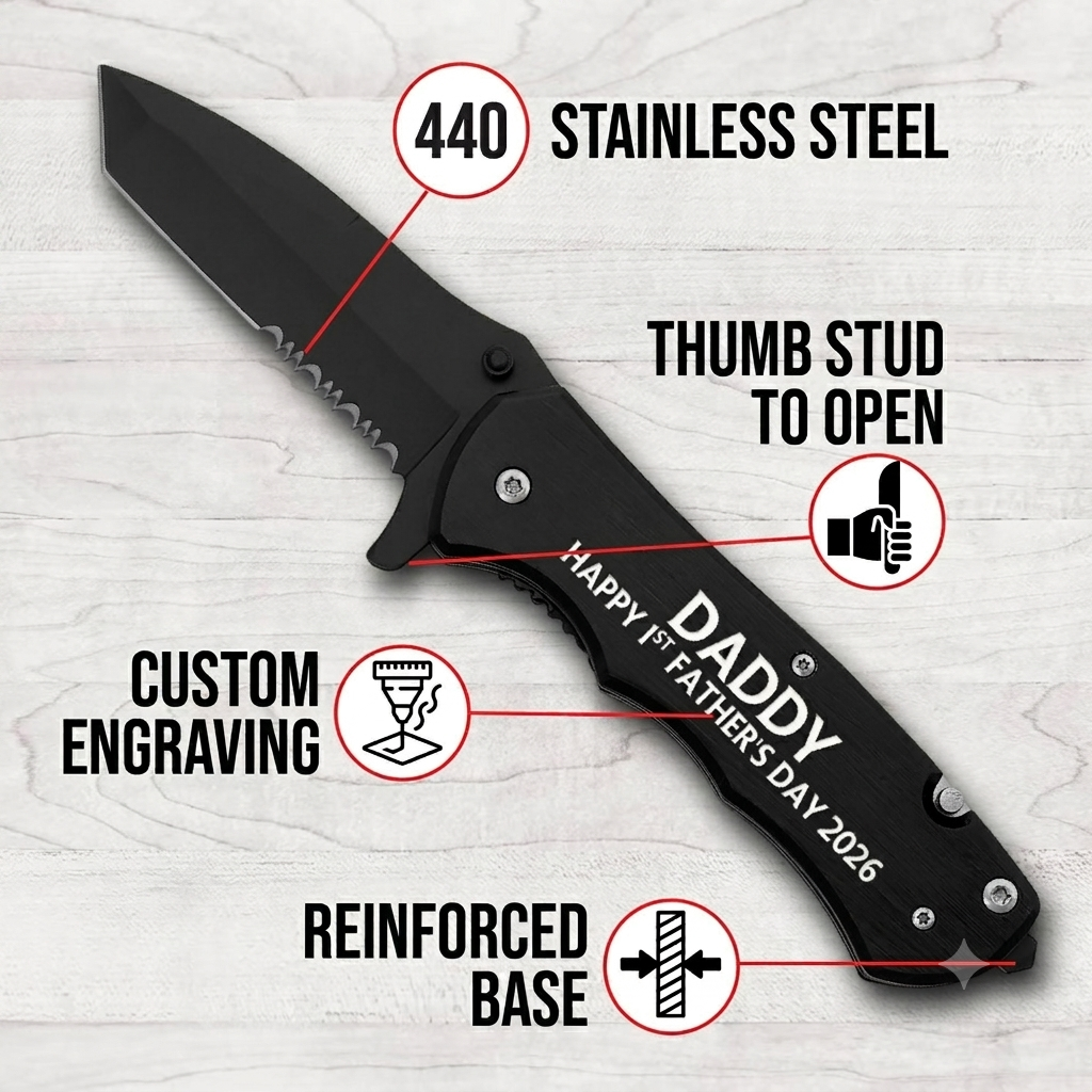 Personalized Pocket Knife – Custom Engraved Folding Knife with Bottle & Can Opener