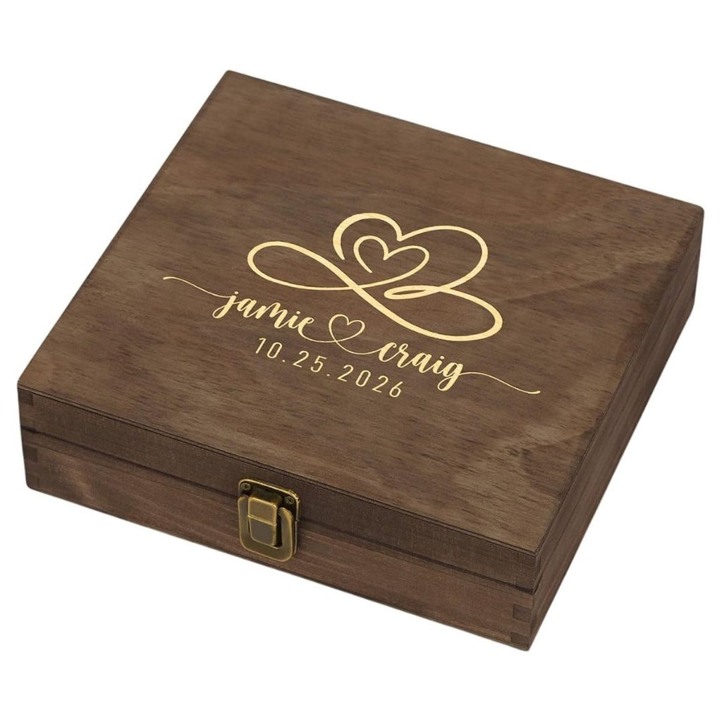 Personalized Anniversary Box, Engraved Wooden Keepsake Box for Couples