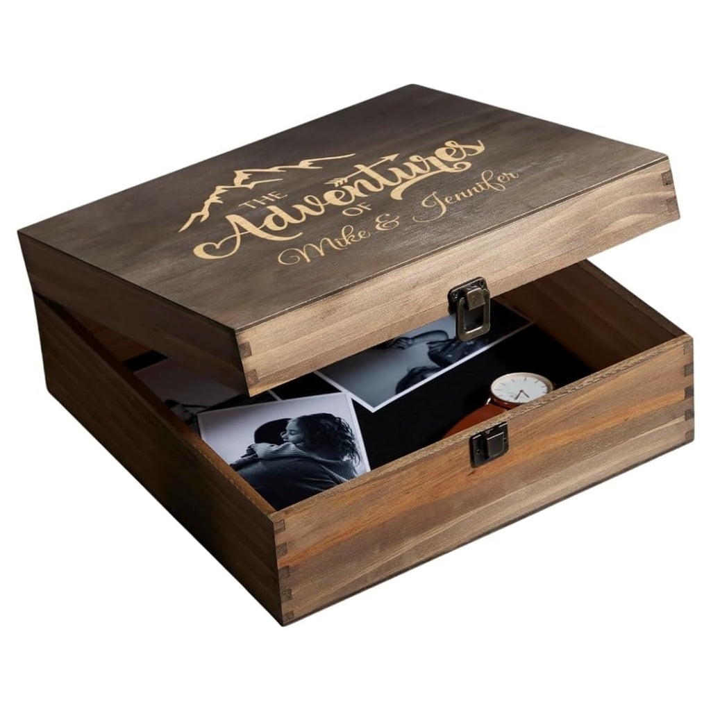 Personalized Adventure Memory Box, Engraved Travel Keepsake for Couples
