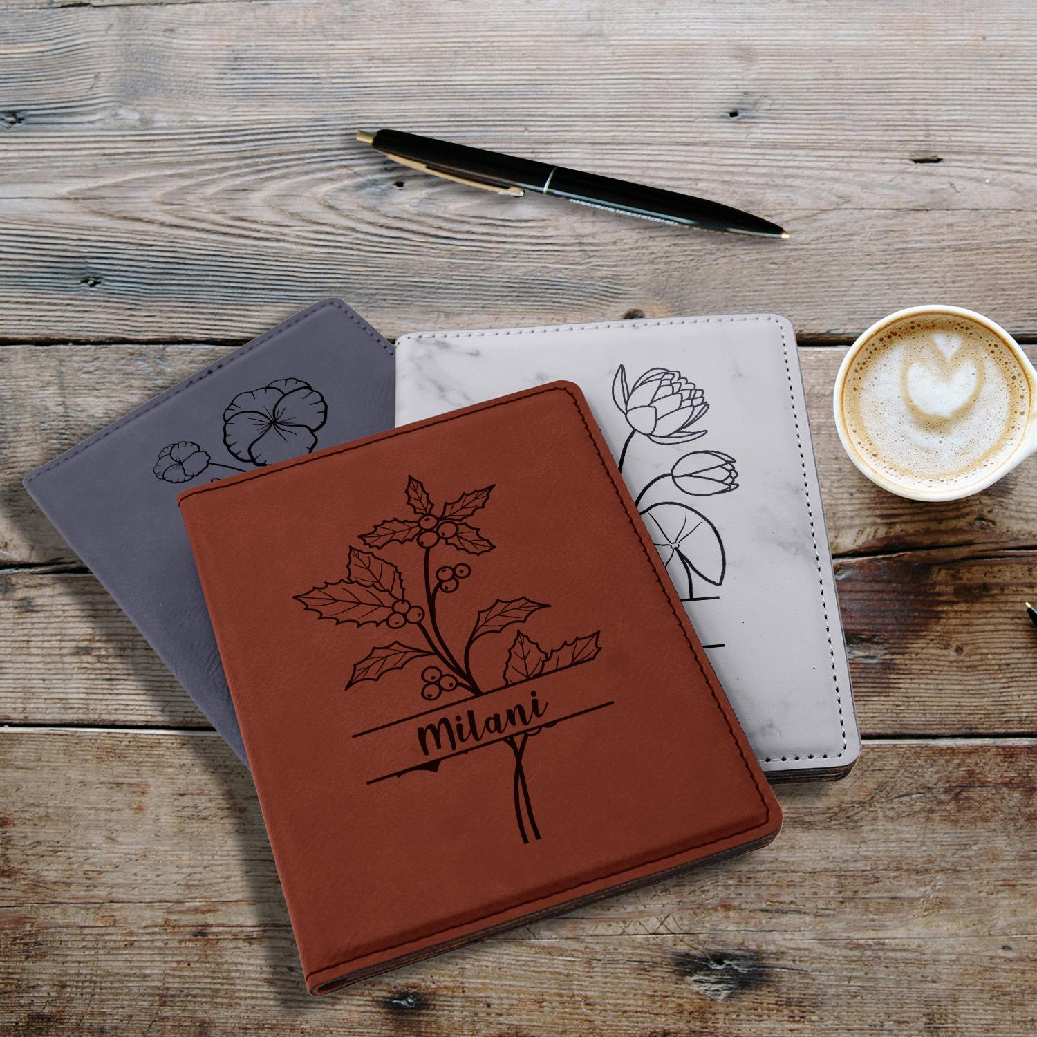 Personalized Passport Cover, Custom Split Birth Month Flower Passport Holder Travel Lover Gift,Girls Trip Gift,Anniversary Gift for Wife #Mother’s Day Gift #Women's Day #TravelAccessory-ADD PERSONALIZATION IN THE NOTES to the seller when you checkout