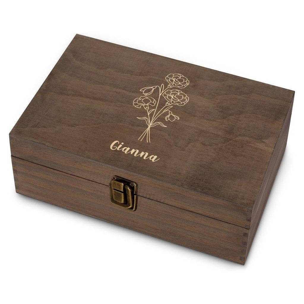 Personalized Birth Flower Memory Box, Birthday Gift for Girls & Teens