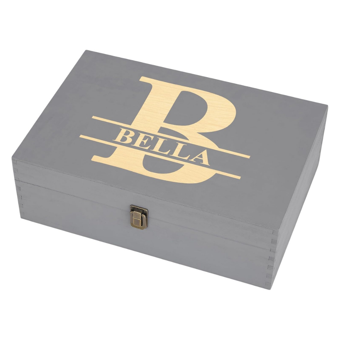 Personalized Monogram Keepsake Box, Engraved Gift for Men & Groomsmen