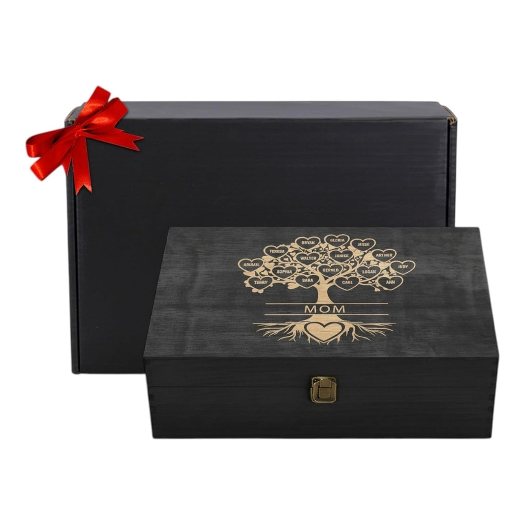 Gift for Mom or Grandma, Personalized Family Tree Memory Box - Mother's Day
