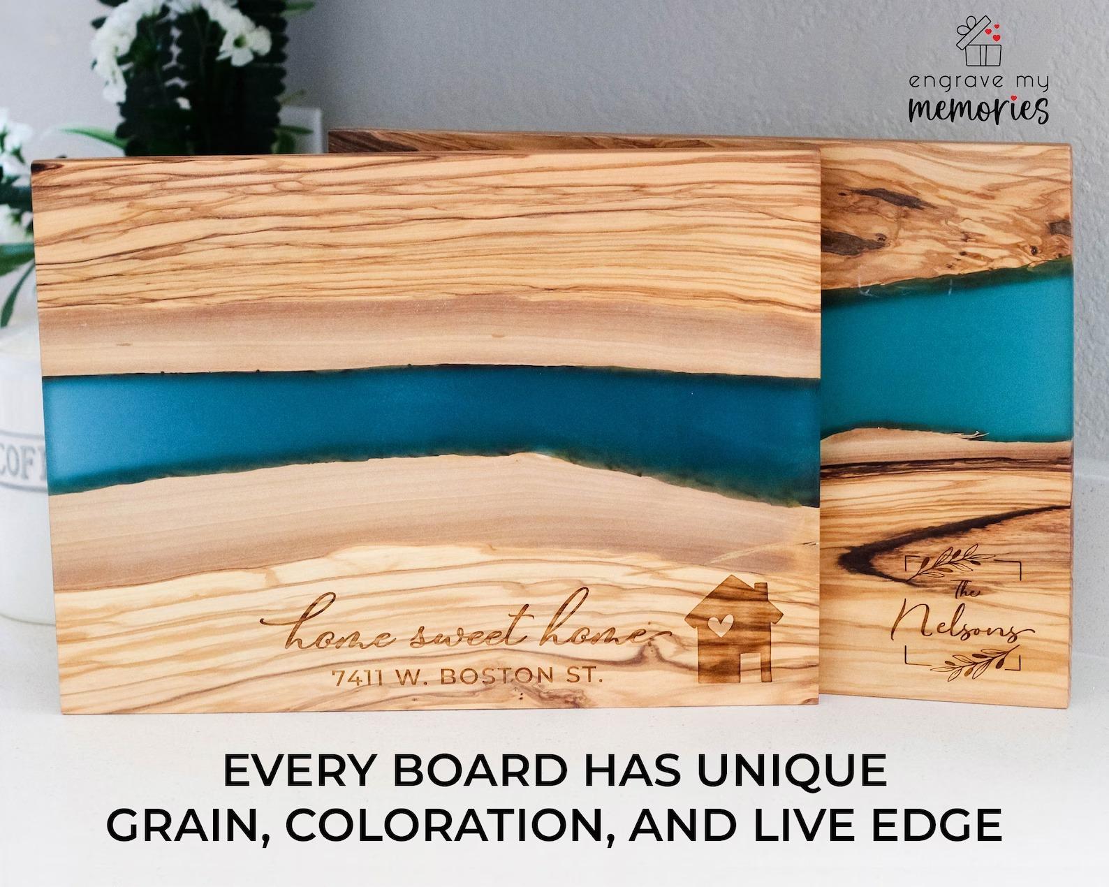 Personalized Charcuterie & Cheese Board Set, Live Edge Resin Serving Tray, Custom Wood Chopping Board, Marble Serving Plank, Wedding, Housewarming, New Home, Anniversary, Engagement Gift Idea #CharcuterieBoard #CustomGift- ADD PERSONALIZATION IN THE NOTES