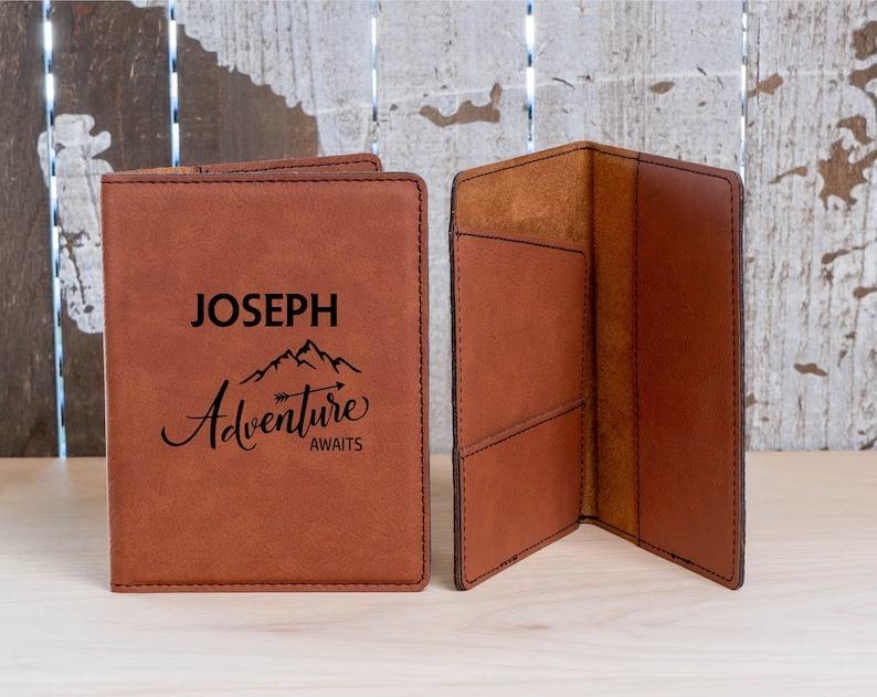 Leatherette Passport Cover Gift For Him, Travel Passport Holder, Travel Gift For Men, Gift for Her Wedding Gifts Personalized Passport Cover.#Father's Day #PassportAccessory-ADD PERSONALIZATION IN THE NOTES to the seller when you checkout