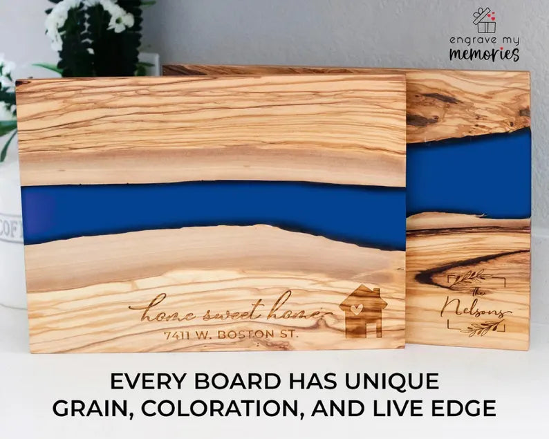 Olive Wood Resin Serving Board for Housewarming