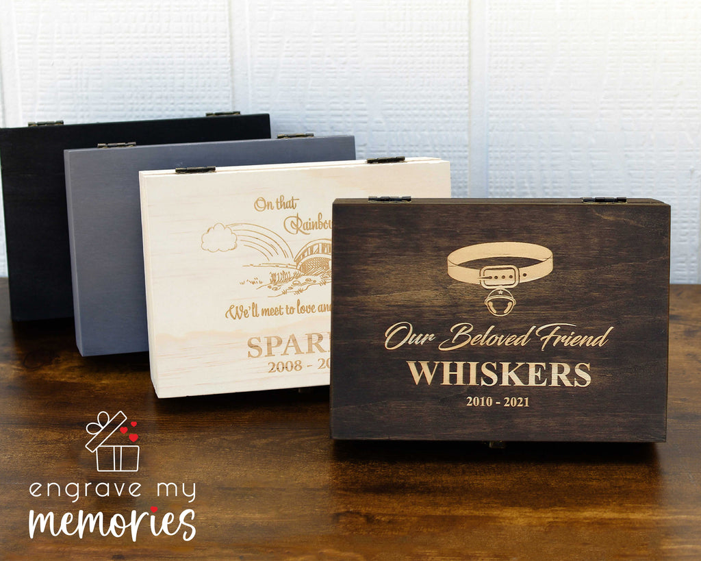 Personalized Pet Memorial Memory Box – Engraved Wooden Keepsake Box