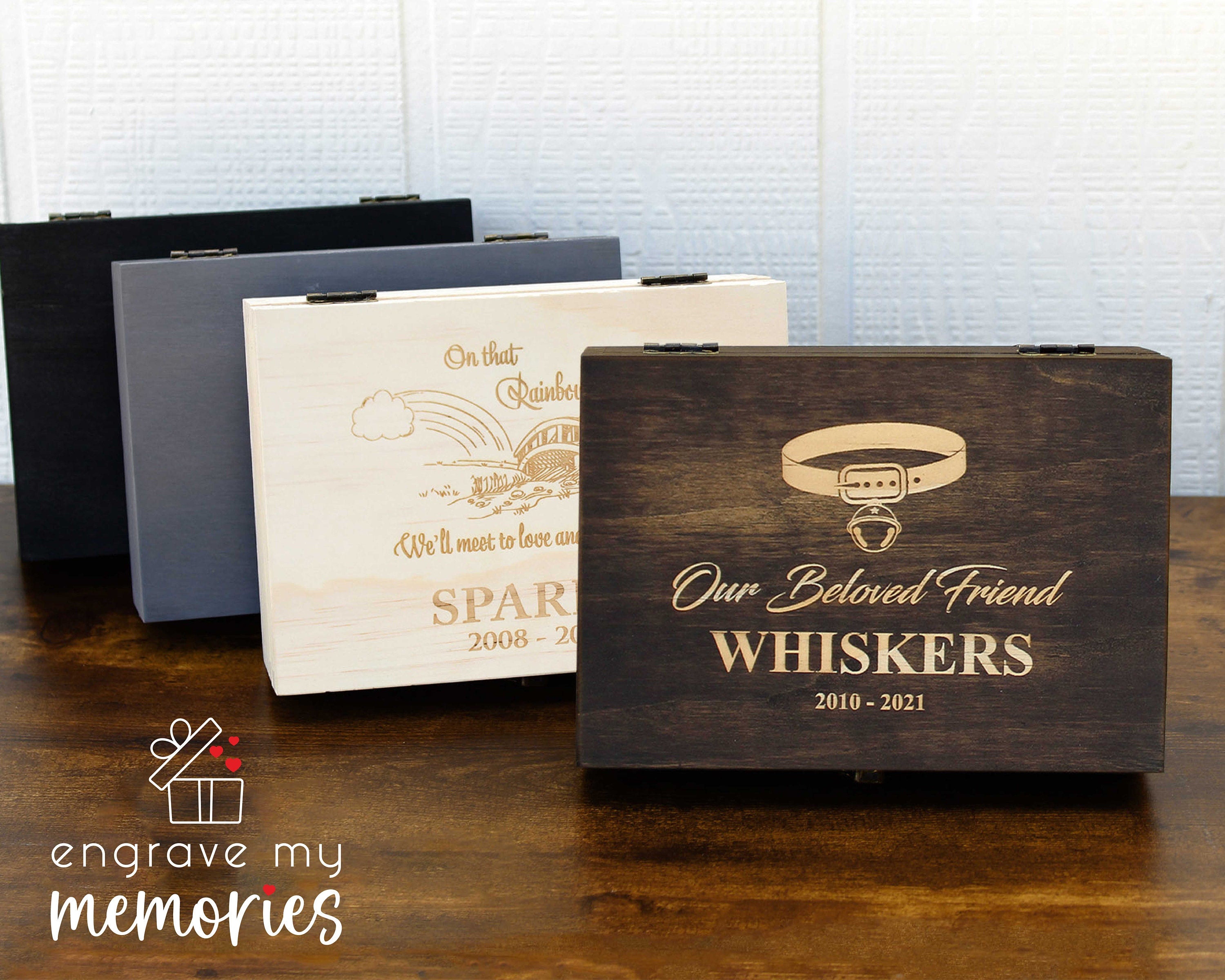 Personalized Pet Memorial Memory Box – Engraved Wooden Keepsake Box