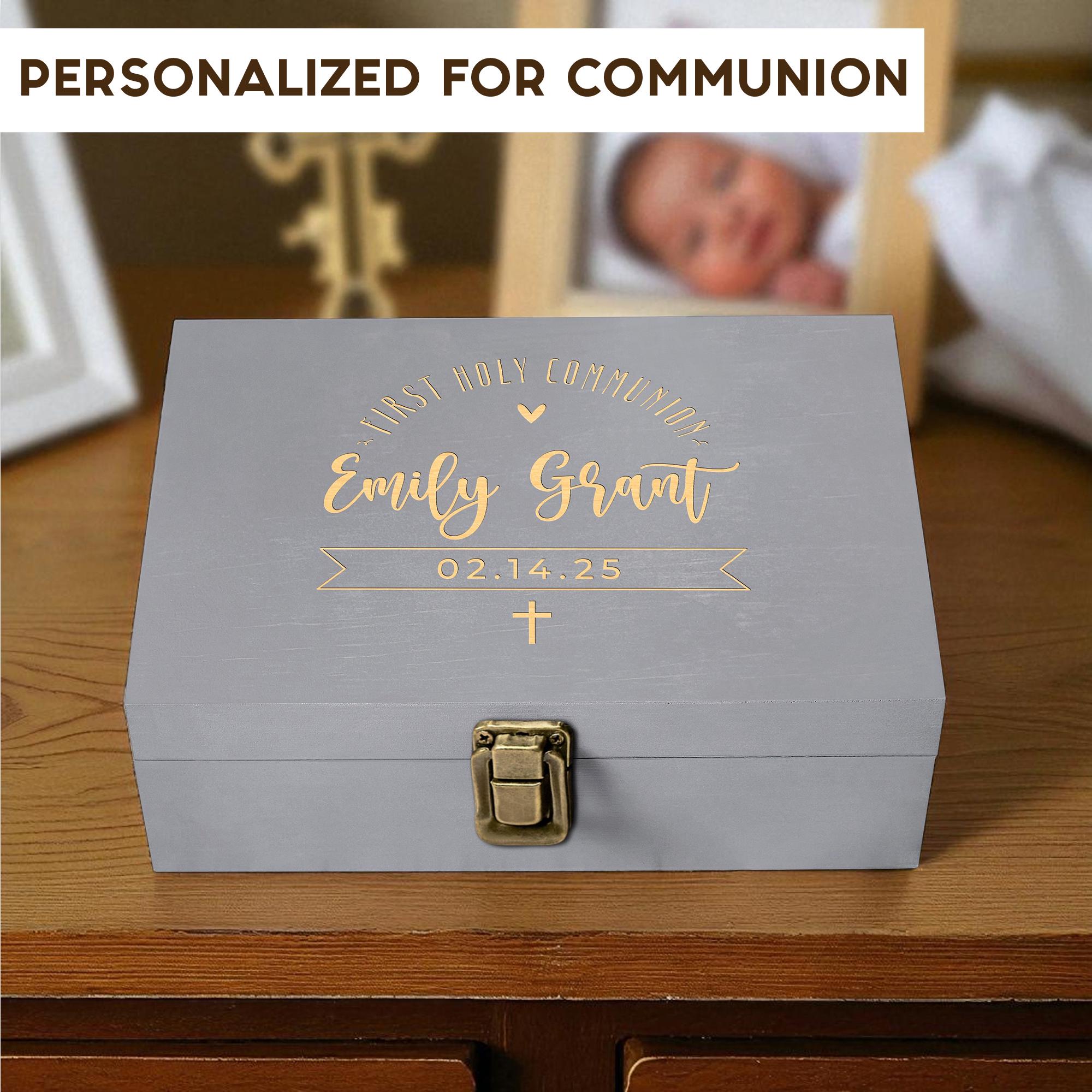 Custom Baptism Memory Box – Rustic Wooden Keepsake Box for Baby Memories