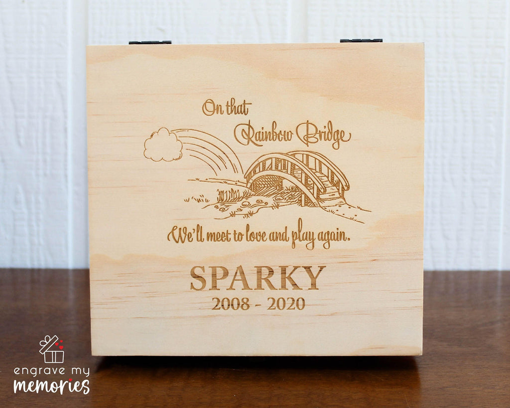 Personalized Pet Memorial Memory Box – Engraved Wooden Keepsake Box