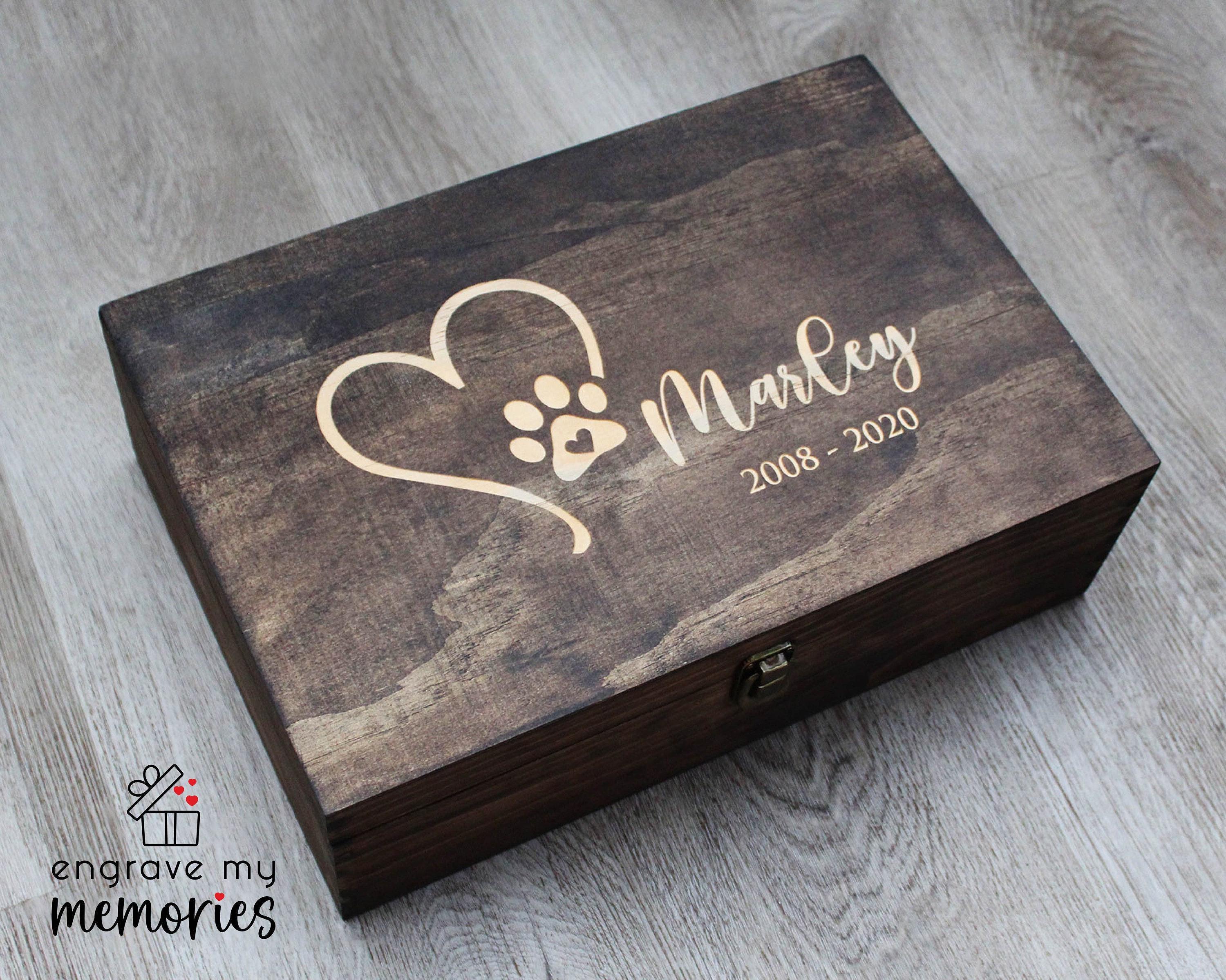 Personalized Pet Memorial Memory Box – Engraved Wooden Keepsake Box