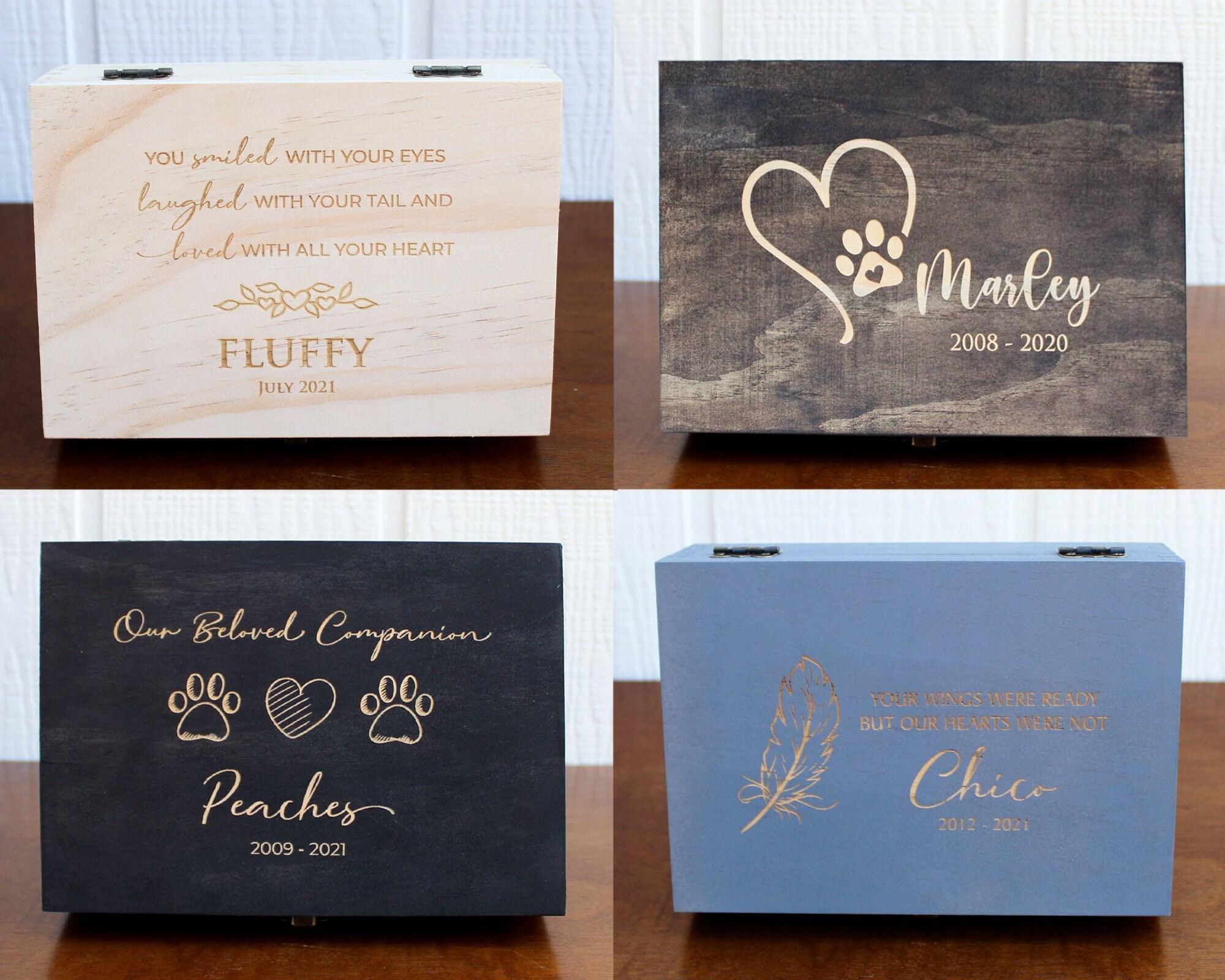 Personalized Pet Memorial Memory Box – Engraved Wooden Keepsake Box