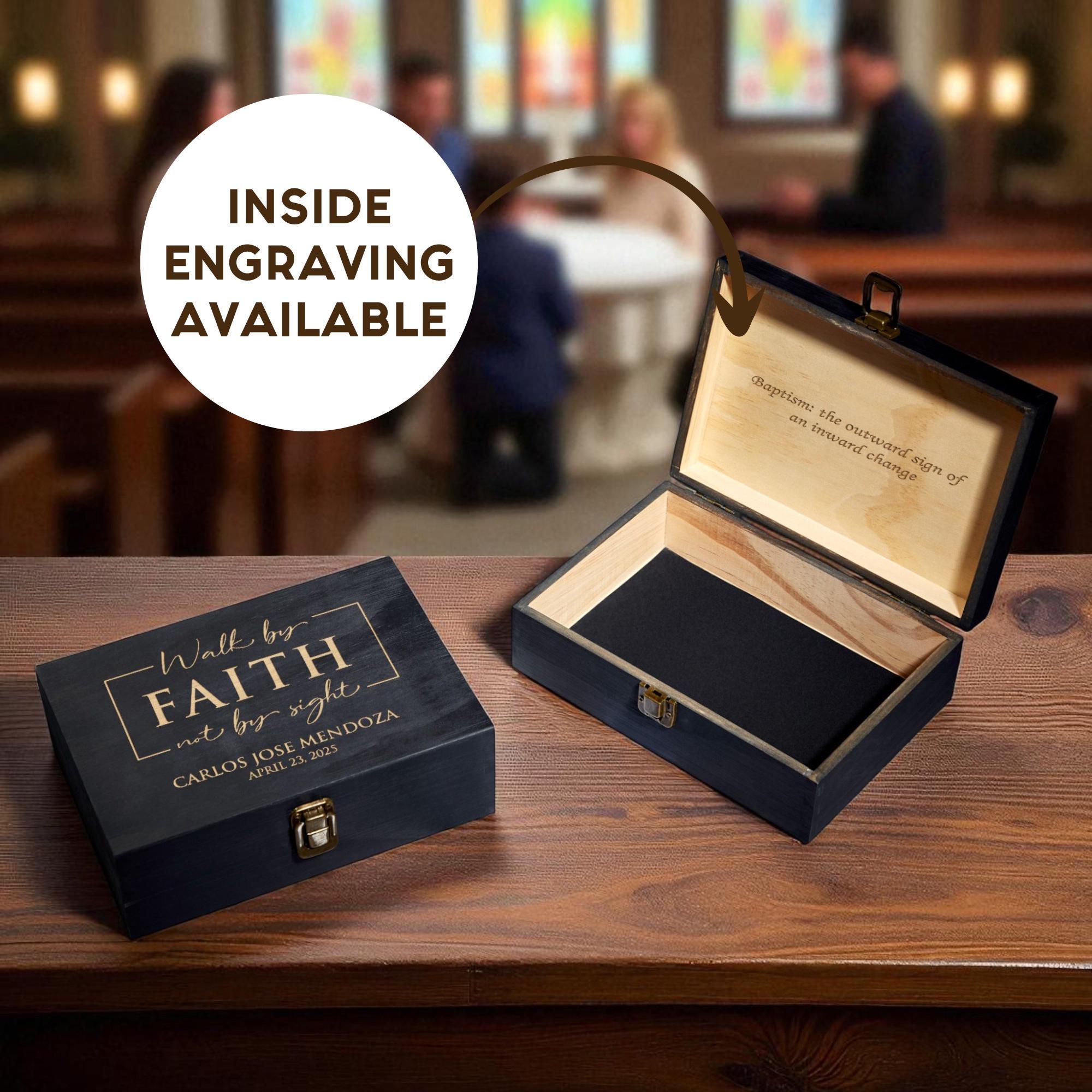 Custom Baptism Memory Box – Rustic Wooden Keepsake Box for Baby Memories
