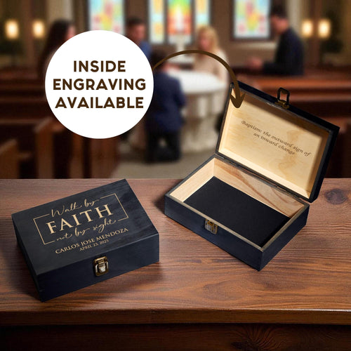 Custom Baptism Memory Box – Rustic Wooden Keepsake Box for Baby Memories