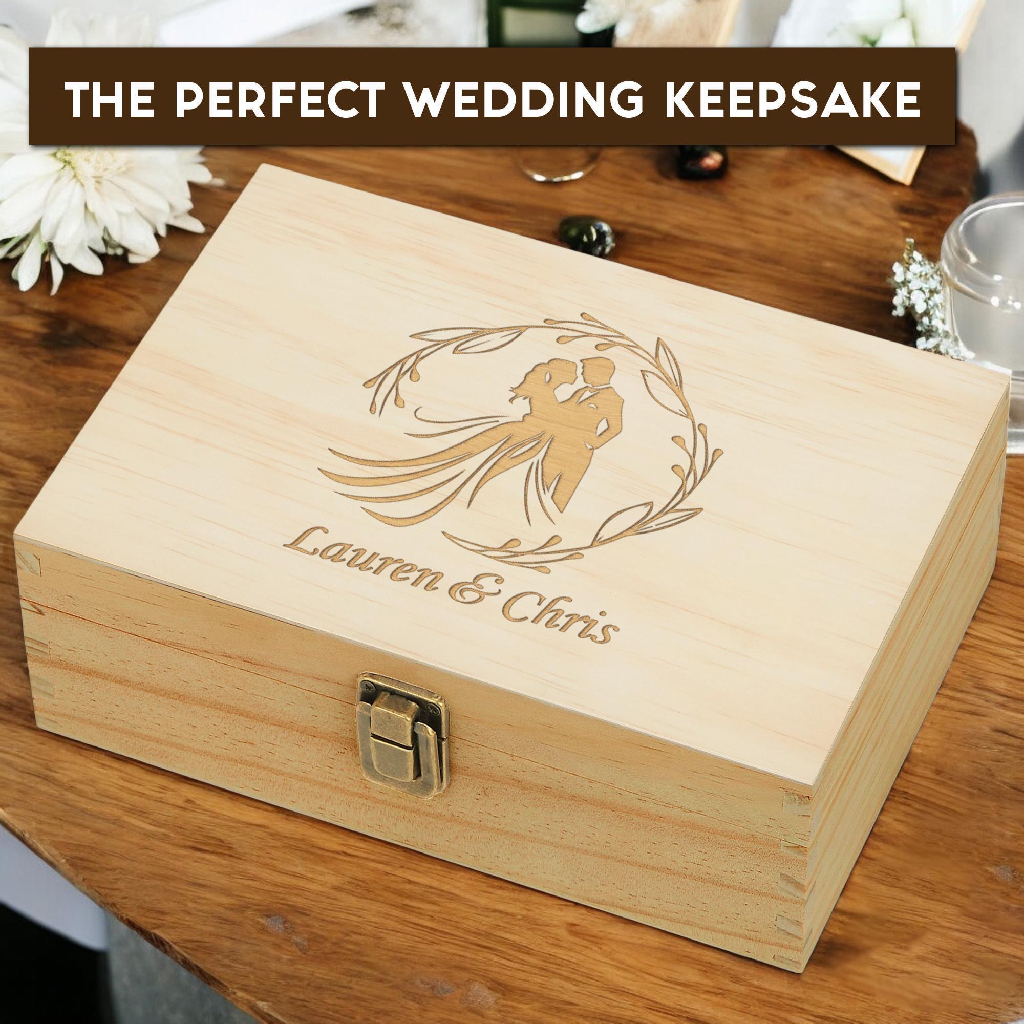 Custom Engraved Wedding Keepsake Box – Personalized Wooden Gift