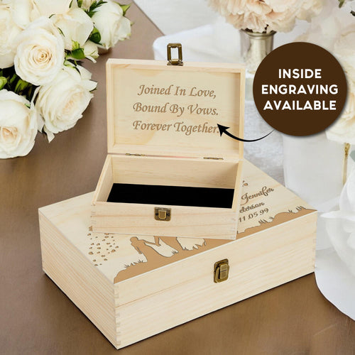 Custom Engraved Wedding Keepsake Box – Personalized Wooden Gift