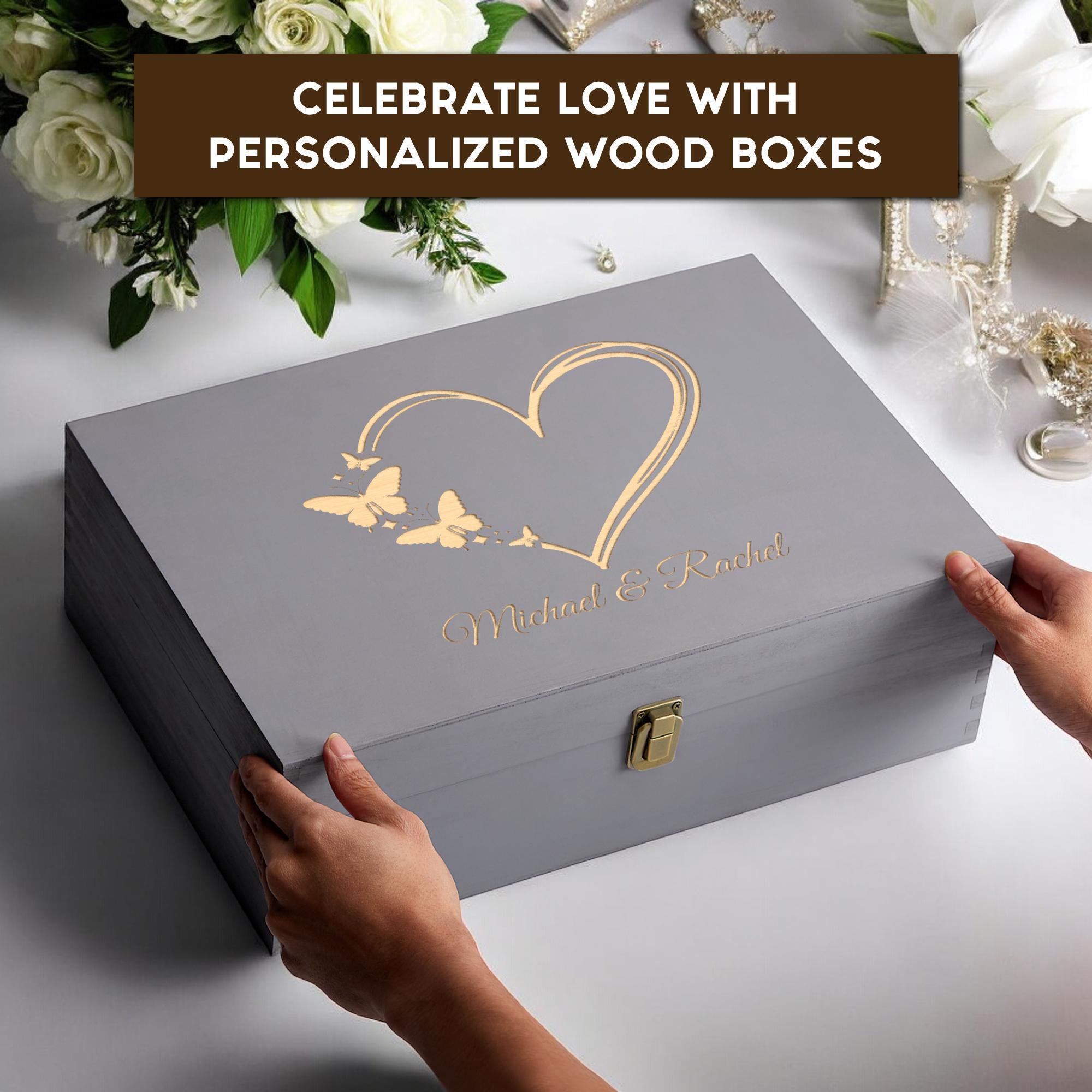 Custom Engraved Wedding Keepsake Box – Personalized Wooden Gift