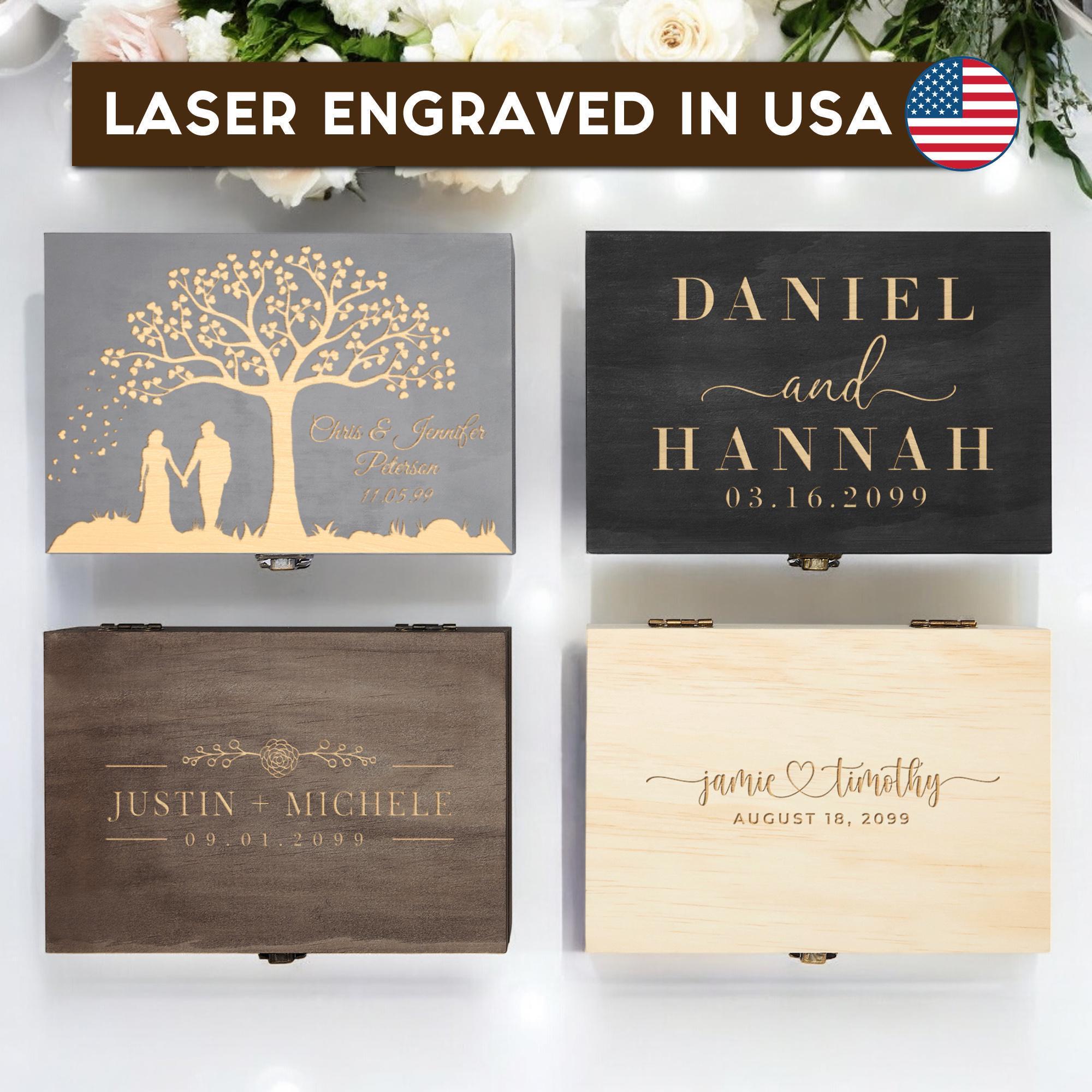 Custom Engraved Wedding Keepsake Box – Personalized Wooden Gift