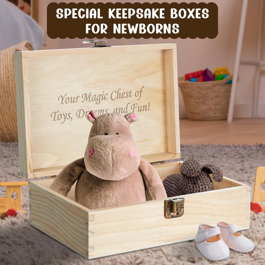 Personalized Wooden Baby Memory Box – Engraved Keepsake Storage Box