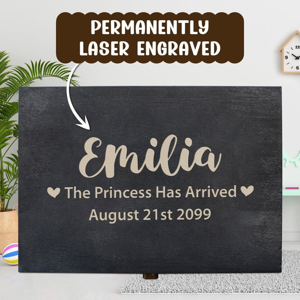 Personalized Wooden Baby Memory Box – Engraved Keepsake Storage Box