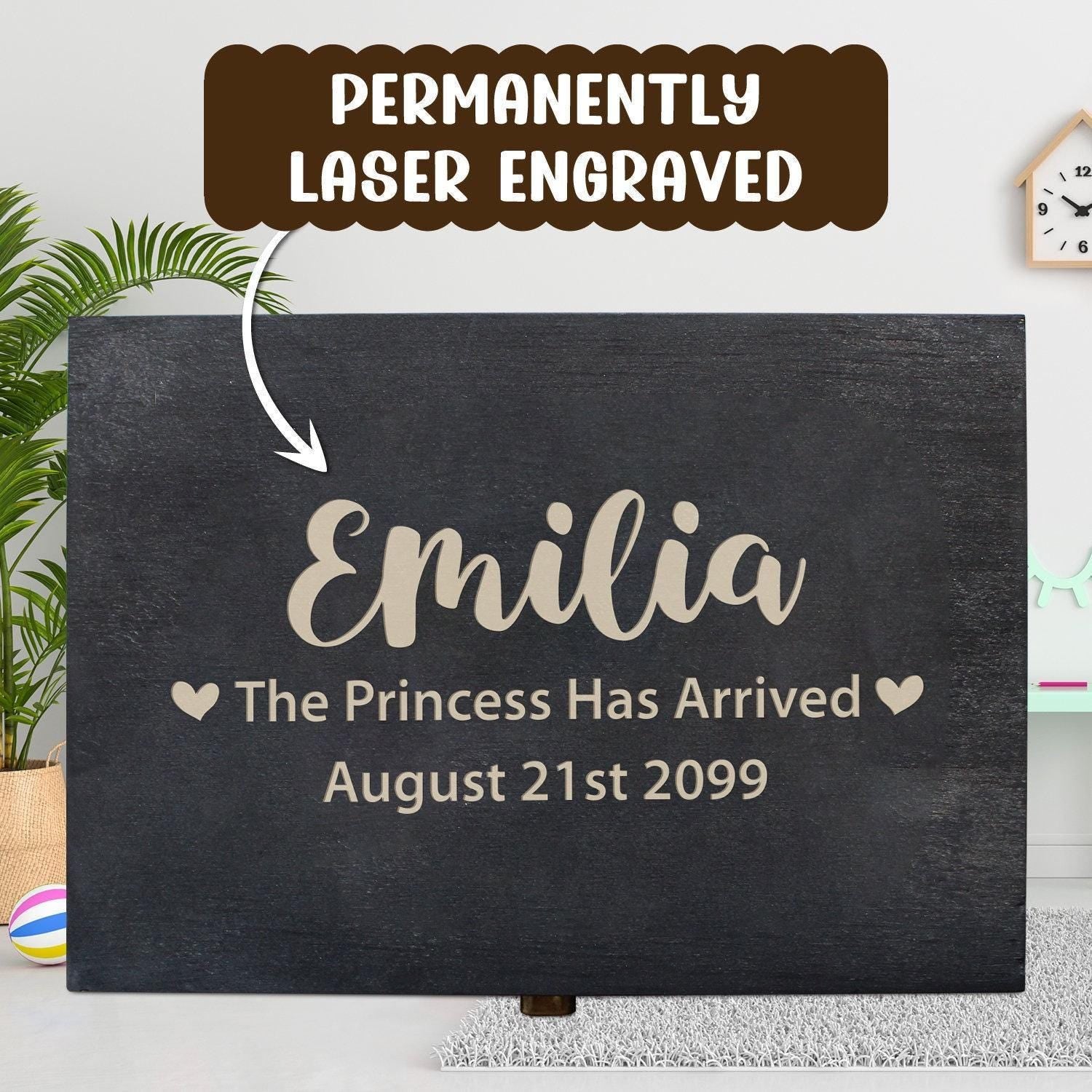 Personalized Wooden Baby Memory Box – Engraved Keepsake Storage Box